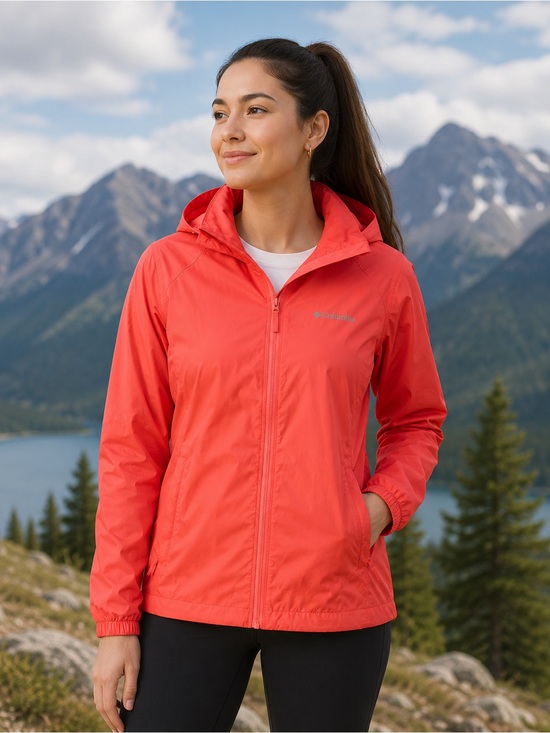 Columbia Jackets & Blazers - Columbia Women’s Hooded Rain Jacket Windbreaker Coral Pink Size S